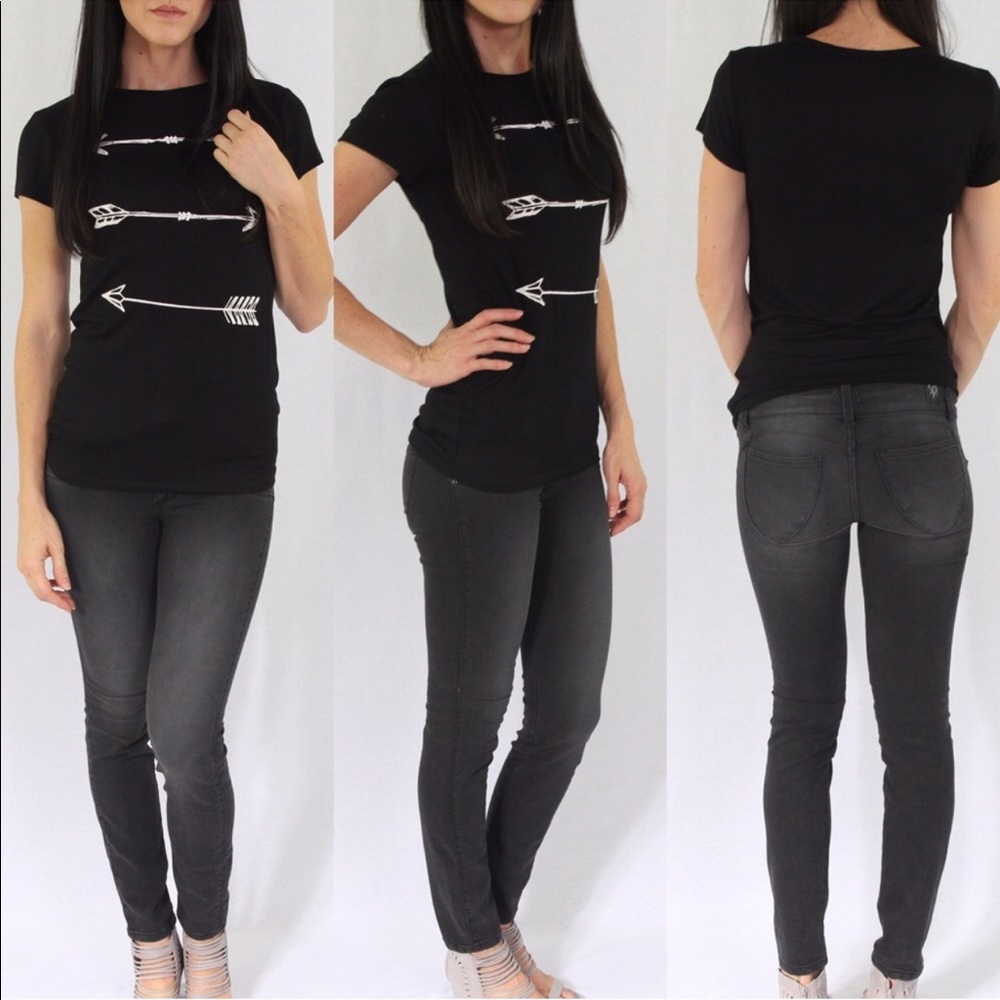 Black Jeggings with Button and Pockets